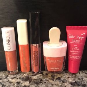 Pink lip gloss bundle Clinique, Smashbox, Dr. Lipp, Glamour Dolls